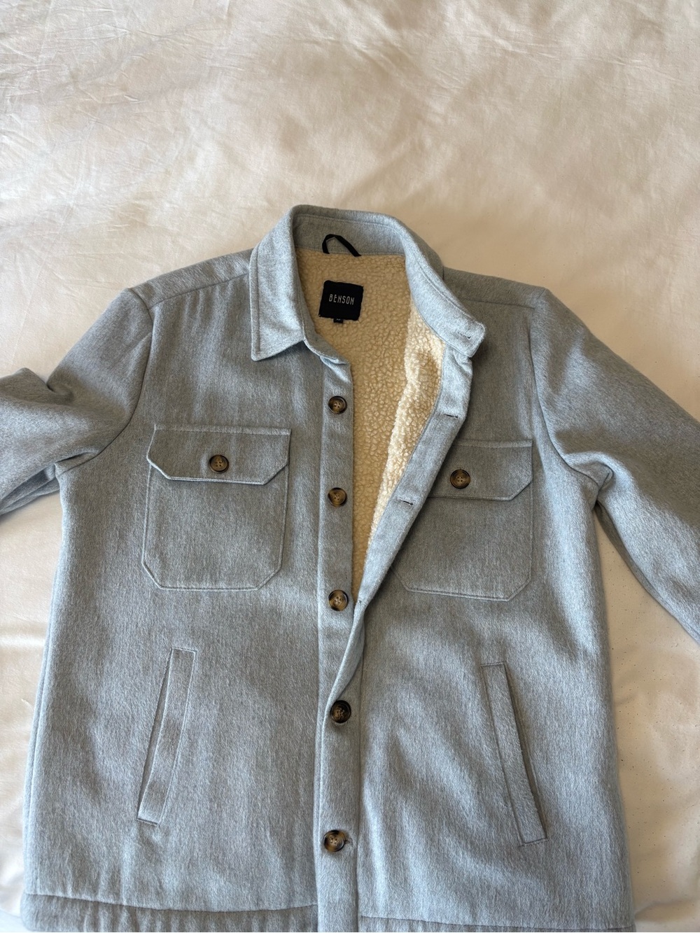 Benson Light Blue Sherpa-Lined Shirt Jacket